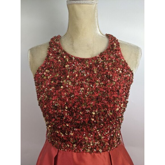 Theia Sequin Top Cocktail Fit & Flare Party Dress Silk Size 2 - Picture 3 of 12